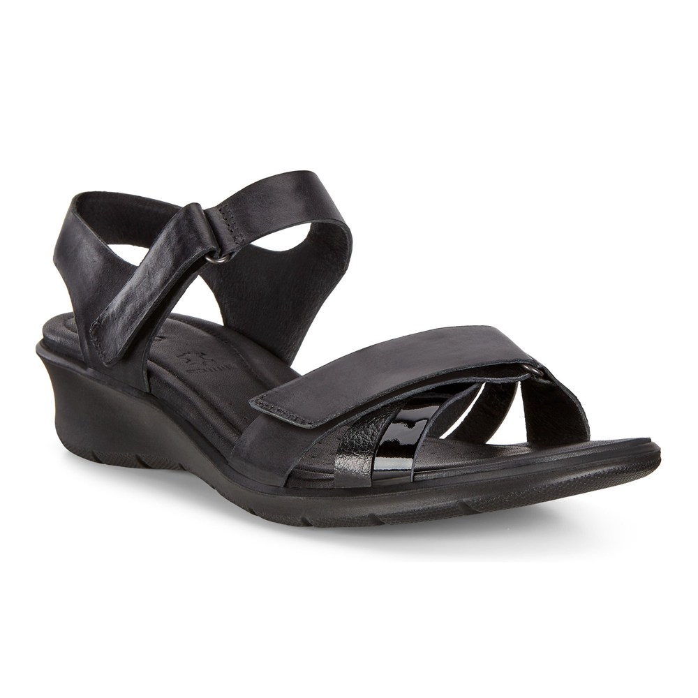 ECCO Womens Sandals Black - Felicia Adjustable Strap - OQB-105967